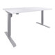 Set STIER Elektrisch Höhenverstellbarer Schreibtisch 501-33 160x80cm, Weiß mel. + Stehhilfe mit Stahlgestell grau Sitzhöhe 600-850 mm PU-Sitz