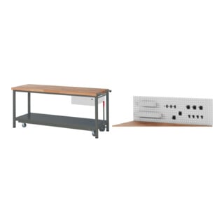Set STIER Werkbank Premium mit abs. Fahrgestell und 1 Schublade BxTxH...