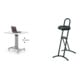 Set STIER Elektrisch höhenverstellbarer Steh-Tisch 80x60cm, Weiß mel. + Stehhilfe klappbar Sitzhöhe 600-850 mm PU-Sitz