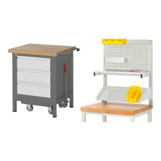 Set STIER Werkbank Premium mit abs. Fahrgestell und 3 Schubladen BxTxH...