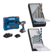 Set Bosch Akku-Bohrschrauber GSR 18V-110 C + 7tlg. Robust Line Holzspiralbohrer-Set + 7tlg. Robust Line Betonbohrer-Set