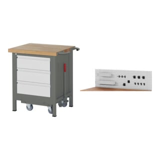Set STIER Werkbank Premium mit abs. Fahrgestell und 3 Schubladen BxTxH...