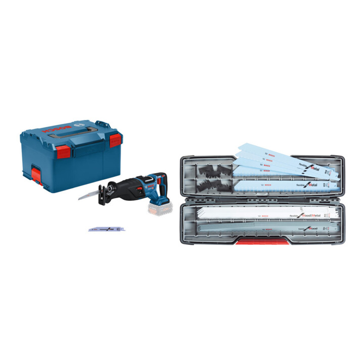 Set Bosch Akku-Säbelsäge BITURBO GSA 18V-28 + Sägeblatt-Set ToughBox All in one