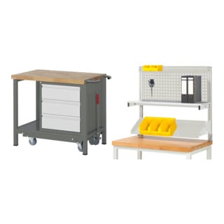 Set STIER Werkbank Premium mit abs. Fahrgestell und 3 Schubladen BxTxH...