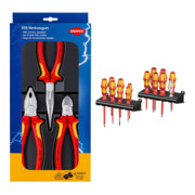Set VDE-Zangenset Sicherheit 3-tlg. + Wera Schraubendrehersatz Big Pk.100 VDE 16-tlg.Schlitz/PH/PZD/TX/Plus-/+-(SL/PZD)