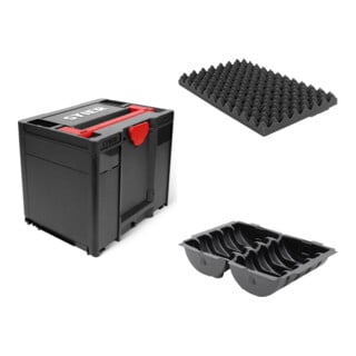 Set STIER Systainer³ IV Black Edition + Deckelpolster genoppt + Systainer-Tiefzieheinsatz