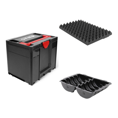 Set STIER Systainer³ IV Black Edition + Deckelpolster genoppt + Systainer-Tiefzieheinsatz