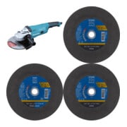 Set MAKITA Winkelschleifer GA9020RF 230 mm + Pferd Trennscheibe EHT 230-1,9 PSF STEEL + Pferd TOOLS Trennscheibe EHT 230x1,9x22,23 mm gerade Universallinie PSF STEELOX für Stahl/Edelstahl + Pferd TOOLS Trennscheibe EHT 230x3,0x22,23 mm gerade Universallin