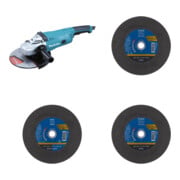 Set MAKITA Winkelschleifer GA9020RF 230 mm + Pferd Trennscheibe EHT 230-1,9 PSF STEEL + Pferd TOOLS Trennscheibe EHT 230x1,9x22,23 mm gerade Universallinie PSF STEELOX für Stahl/Edelstahl + Pferd TOOLS Trennscheibe EHT 230x3,0x22,23 mm gerade Universallin