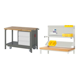 Set STIER Werkbank Premium mit abs. Fahrgestell und 3 Schubladen BxTxH...