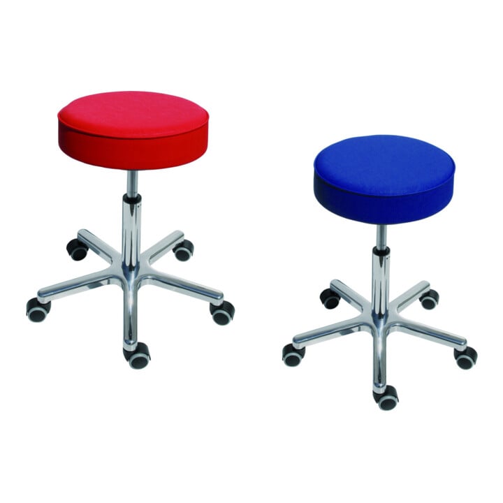 Set STIER Tabourets tournants à roulettes Hauteur d’assise 540-720 mm Similicuir rembourré Rouge + STIER Tabourets tournants à roulettes Hauteur d’assise 540-720 mm Similicuir rembourré Bleu foncé