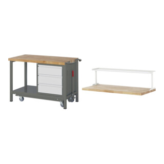 Set STIER Werkbank Premium mit abs. Fahrgestell und 3 Schubladen BxTxH...