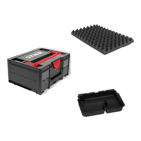 Set STIER Systainer³ II Black Edition + Deckelpolster genoppt + Systainer-Tiefzieheinsatz