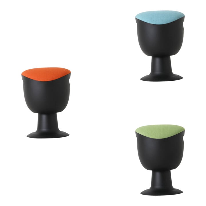 Set tabouret pivotant STIER piètement disque 465-585mm orange + tabouret pivotant STIER turquoise + tabouret pivotant STIER vert