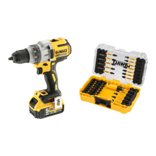 Set DeWalt Bohrschrauber (BL) 18 V / 5 Ah - DCD991P2-QW + Bit-Set 31-tlg. schlagfest