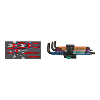 Set Knipex Zangen-Set "Basic" in Schaumstoffeinlage + Wera Winkelschraubendrehersatz 950 SPKL/ SM N SB 9-tlg.Ku.-Halter SW 1,5-10mm