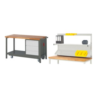 Set STIER Werkbank Premium mit abs. Fahrgestell und 3 Schubladen BxTxH...
