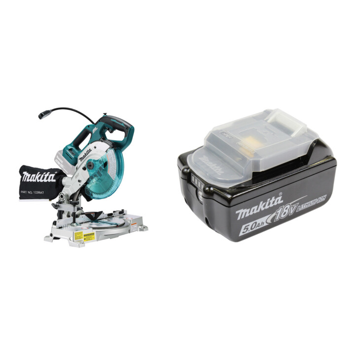 Set Makita Akku-Kapp und Gehrungssäge DLS600Z + Akku-BL1850B Li 18,0V 5.0Ah