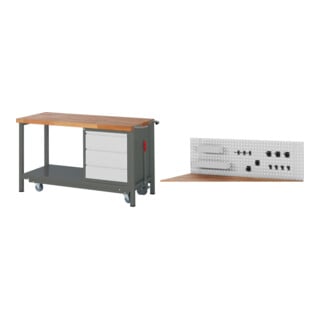 Set STIER Werkbank Premium mit abs. Fahrgestell und 3 Schubladen BxTxH...