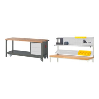 Set STIER Werkbank Premium mit abs. Fahrgestell und 3 Schubladen BxTxH...