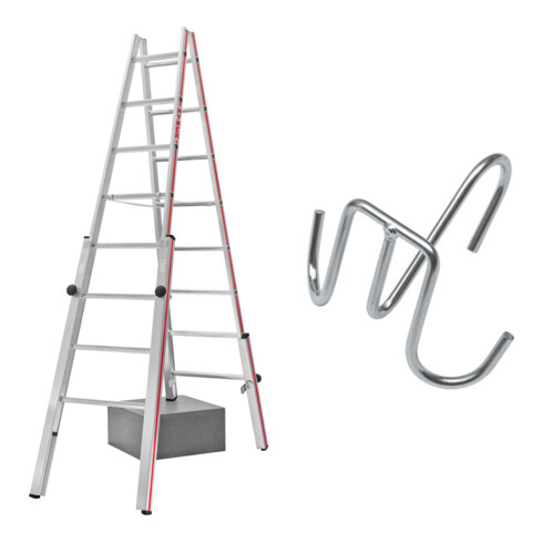 Hymer Treppenstehleiter, 2x8 Sprossen inkl GRATIS Eimerhaken