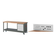 Set STIER Werkbank Premium mit abs. Fahrgestell und 3 Schubladen BxTxH...