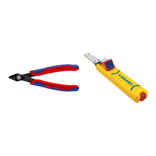 Set Elektronik-Seitenschneider F6 125mm Super Knips + Jokari Kabelmesser No.28H Secura8-28mm m.Hakenkli.