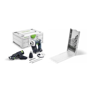 Set Festool Akku-Bauschrauber DWC 18-2500 Basic DURADRIVE + Bohrerkassette BKS SYS3 D3-10 CE/W