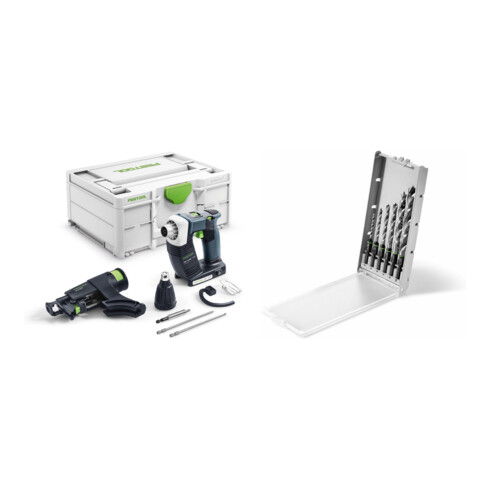 Set Festool Akku-Bauschrauber DWC 18-2500 Basic DURADRIVE + Bohrerkassette BKS SYS3 D3-10 CE/W