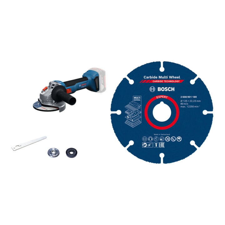 Set Bosch Akku-Winkelschleifer GWS 18V-8 + EXPERT Carbide Multi Wheel Trennscheibe 125 mm