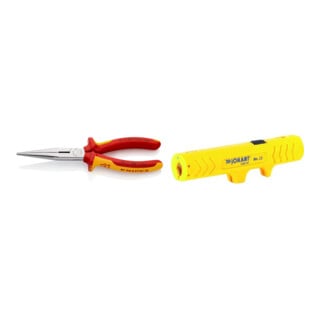 Set VDE Flachrundzange (Storchschnabelzange) gerade + Entmantler No.12 8 -13 qmm
