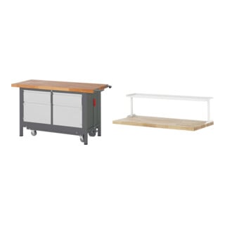 Set STIER Werkbank Premium mit abs. Fahrgestell, 2 Schubladen und 2...