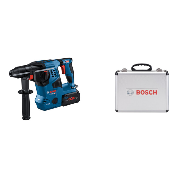 Set Bosch Akku-Bohrhammer mit SDS plus GBH 18V-28 C + 11-tlg SDS plus-1 Hammerbohrer- und Meißel-Set