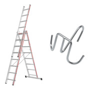 Hymer Mehrzweckleiter dreiteilig, 3x8 Sprossen inkl GRATIS Eimerhaken