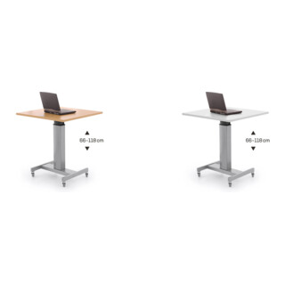 Set STIER Elektrisch h henverstellbarer Steh-Tisch 80x60cm, Buche mel., 68-120cm + Elektrisch h henverstellbarer Steh-Tisch 80x60cm, Wei  mel., 68-120cm