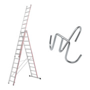 Hymer Mehrzweckleiter dreiteilig, 3x12 Sprossen inkl GRATIS Eimerhaken
