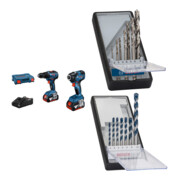 Set Bosch Combo Kit GDR 18V-200 + 7tlg. Robust Line Holzspiralbohrer-Set + 7tlg. Robust Line Betonbohrer-Set