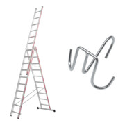 Hymer Mehrzweckleiter dreiteilig, 3x10 Sprossen inkl GRATIS Eimerhaken