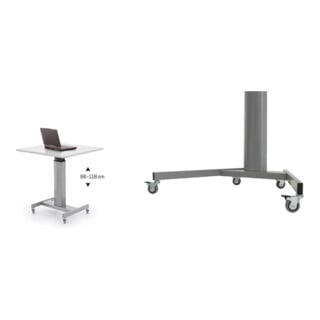 Set STIER Elektrisch h henverstellbarer Steh-Tisch 80x60cm, Wei  mel., 68-120cm + Rollenset f r elektrisch h henverstellbaren Steh-Tisch 501-19