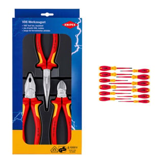 Set VDE-Zangenset Sicherheit 3-tlg. + Wiha Schraubendreher Set SoftFinish® electric slimFix gemischt 12-tlg.