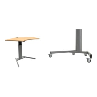 Set STIER Elektrisch h henverstellbarer Steh-Tisch 501-19 138x92cm Buche mel. 68-120cm + Rollenset f r elektrisch h henverstellbaren Steh-Tisch 501-19