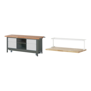 Set STIER Werkbank Premium mit abs. Fahrgestell, 2 Schubladen und 2...