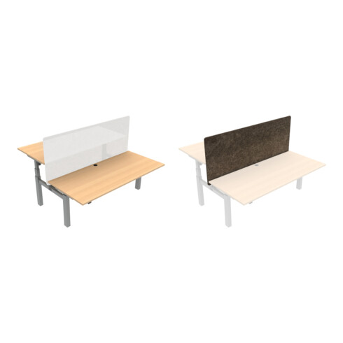 Set STIER Elektrisch h henverstellbarer Team-Schreibtisch 501-88 180x80cm Buche mel. 65-125cm + Trennwand f r Team-Schreibtisch 501-88 180x80cm
