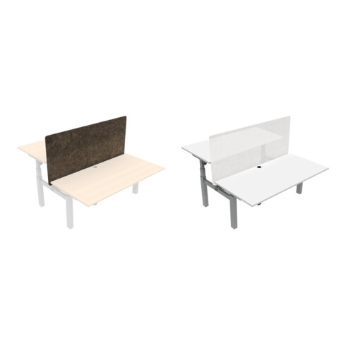 Set STIER Trennwand f r Team-Schreibtisch 501-88 160x80cm + Elektrisch h henverstellbarer Team-Schreibtisch 501-88 160x80cm Wei  mel. 65-125cm