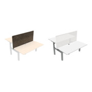 Set STIER Trennwand f r Team-Schreibtisch 501-88 160x80cm + Elektrisch h henverstellbarer Team-Schreibtisch 501-88 160x80cm Wei  mel. 65-125cm