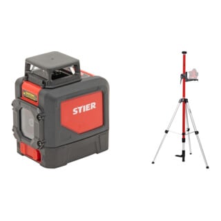 Set STIER Kreuzlinienlaser 360° x 120° + Teleskopstange für Kreuzlinienlaser 360 cm