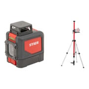 Set STIER Kreuzlinienlaser 360° x 120° + Teleskopstange für Kreuzlinienlaser 360 cm
