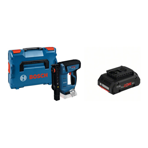 Set Bosch Akku-Holzklammerer GTH 18V-14 in L-BOXX (solo; L) + Akkupack ProCORE 18 Volt, 4,0 Ah