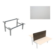 Set STIER Elektrisch h henverstellbares Gestell f r Team-Schreibtisch 501-88 160x80cm 65-125cm + Schreibtischplatte 160x80cm wei  + Trennwand f r Team-Schreibtisch 501-88 160x80cm