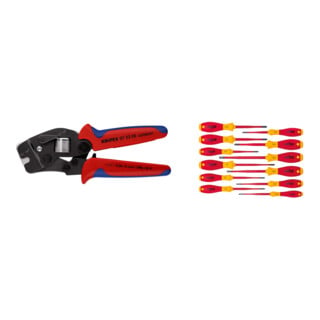 Set Crimpzange L.190mm 0,08-10,0+16 + Wiha Schraubendreher Set SoftFinish®